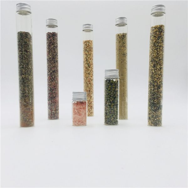 Food Grade Glass test Tubes with Aluminum Screw Cap Glass Tube Jar for Package